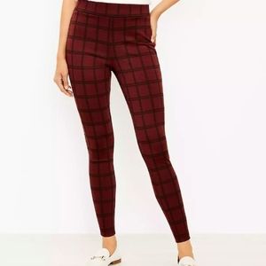Loft Red Plaid Ponte Leggings